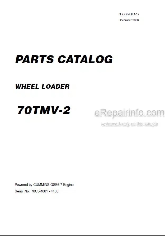 Photo 4 - Kawasaki 70TMV-2 Parts Catalog Wheel Loader 93308-00323
