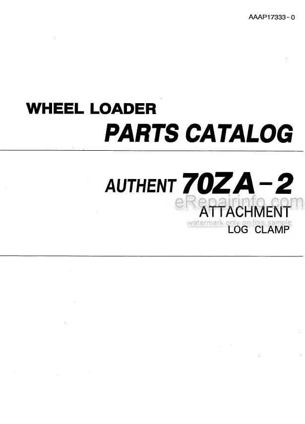 Photo 4 - Kawasaki 70ZA-2 Parts Catalog Wheel Loader Attachment Log Clamp AAAP17333-0