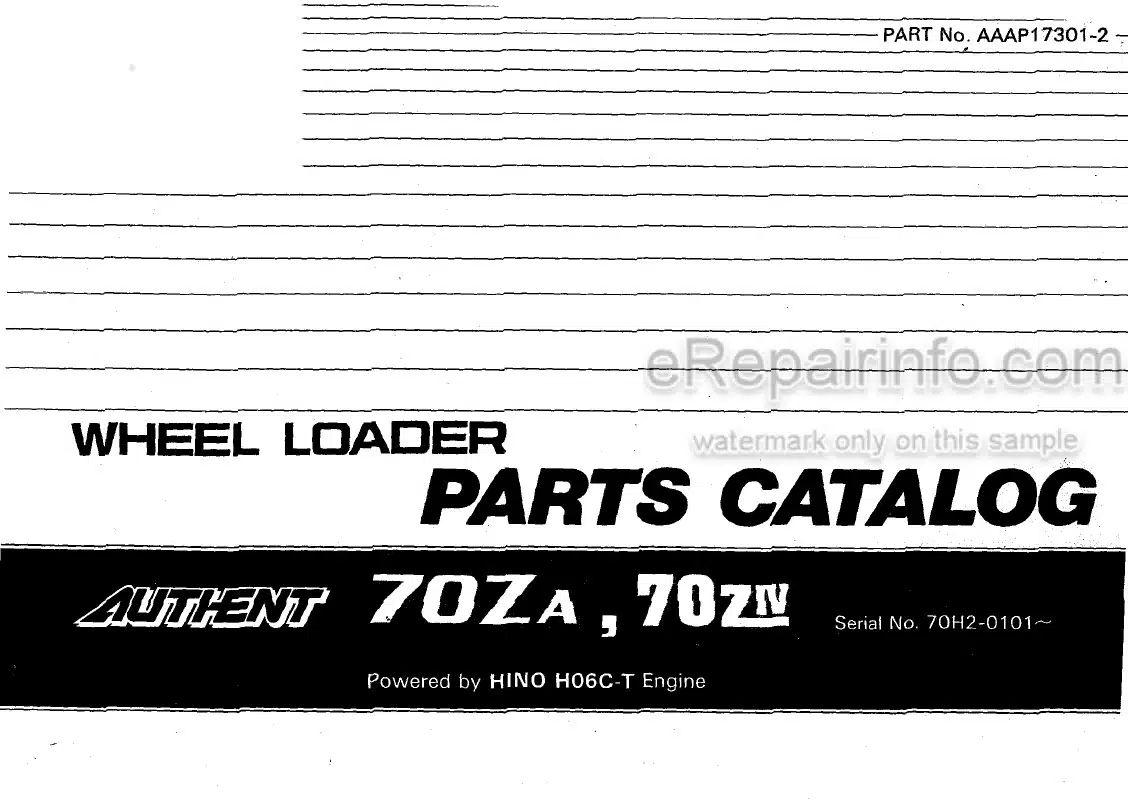 Photo 4 - Kawasaki 70ZA 70ZIV Parts Catalog Wheel Loader AAAP17301-2