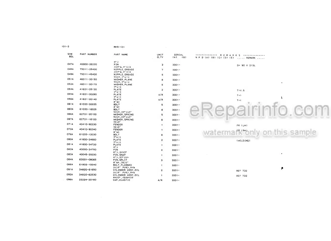 Photo 4 - Kawasaki 70ZA Parts Catalog Wheel Loader AAAP17302-0