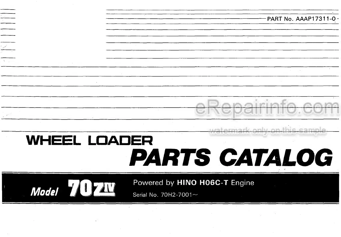 Photo 4 - Kawasaki 70ZIV Parts Catalog Wheel Loader AAAP17311-0