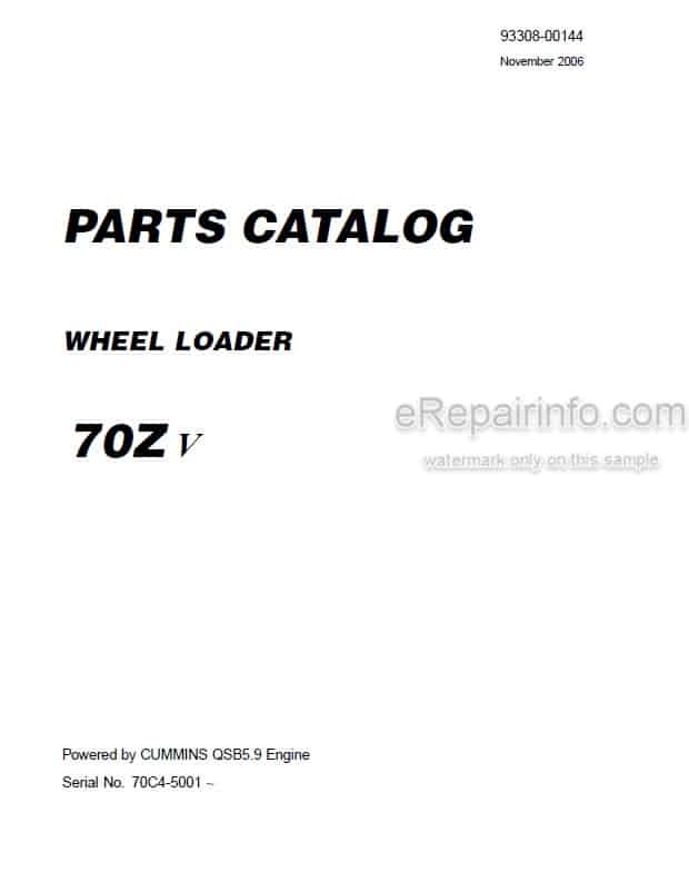 Photo 4 - Kawasaki 70ZV Parts Catalog Wheel Loader 93308-00144