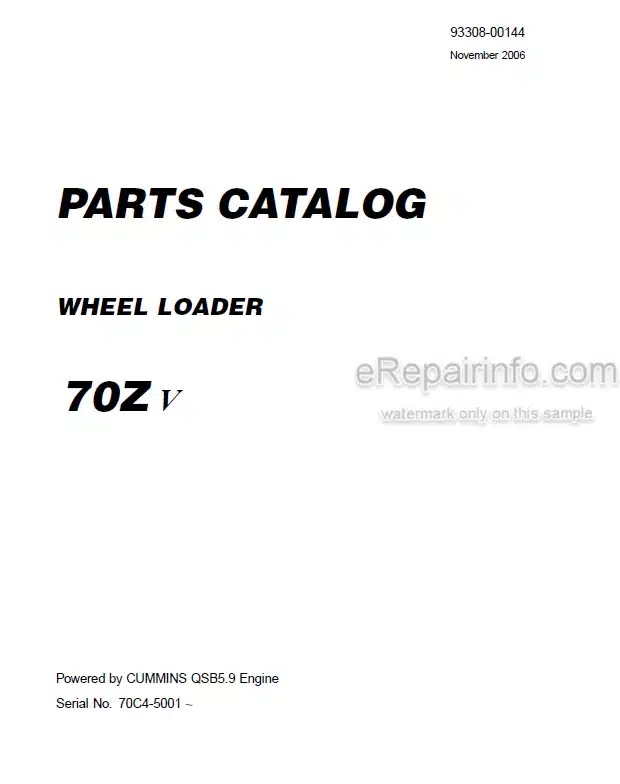 Photo 4 - Kawasaki 70ZV Parts Catalog Wheel Loader 93308-00144