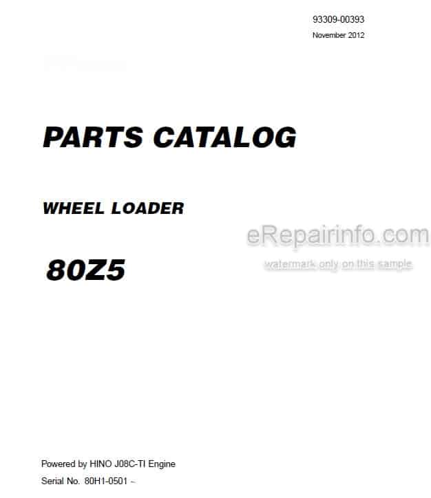 Photo 4 - Kawasaki 80Z5 Parts Catalog Wheel Loader 93309-00393