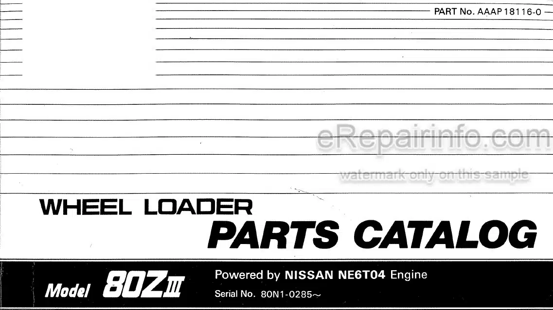 Photo 4 - Kawasaki 80ZIII Parts Catalog Wheel Loader AAAP18116-0