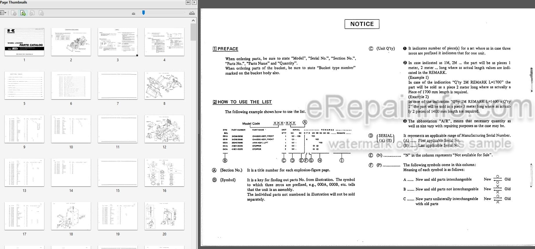 Photo 3 - Kawasaki 80ZIII Parts Catalog Wheel Loader AAAP18116-0