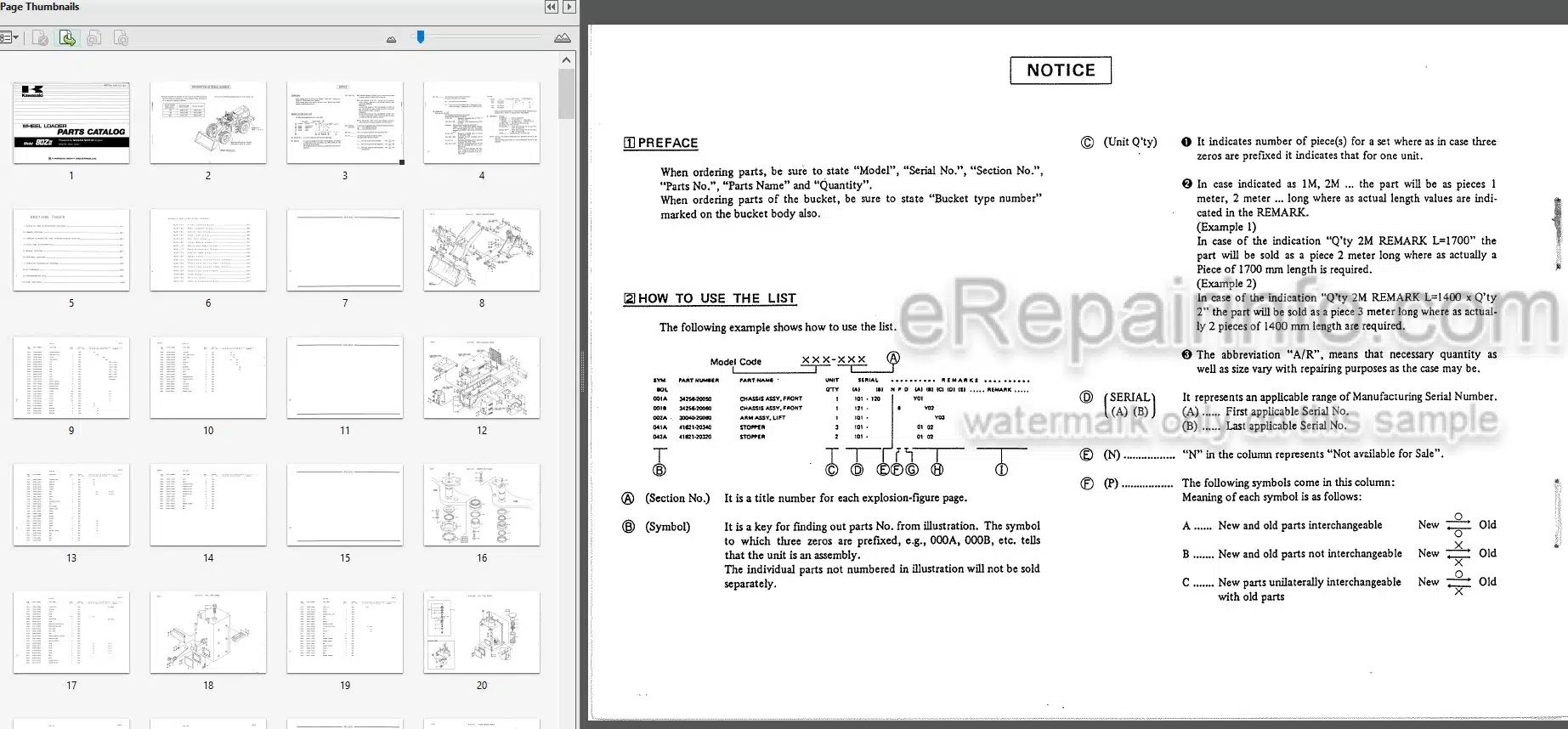 Photo 3 - Kawasaki 80ZIII Parts Catalog Wheel Loader AAAP18116-0