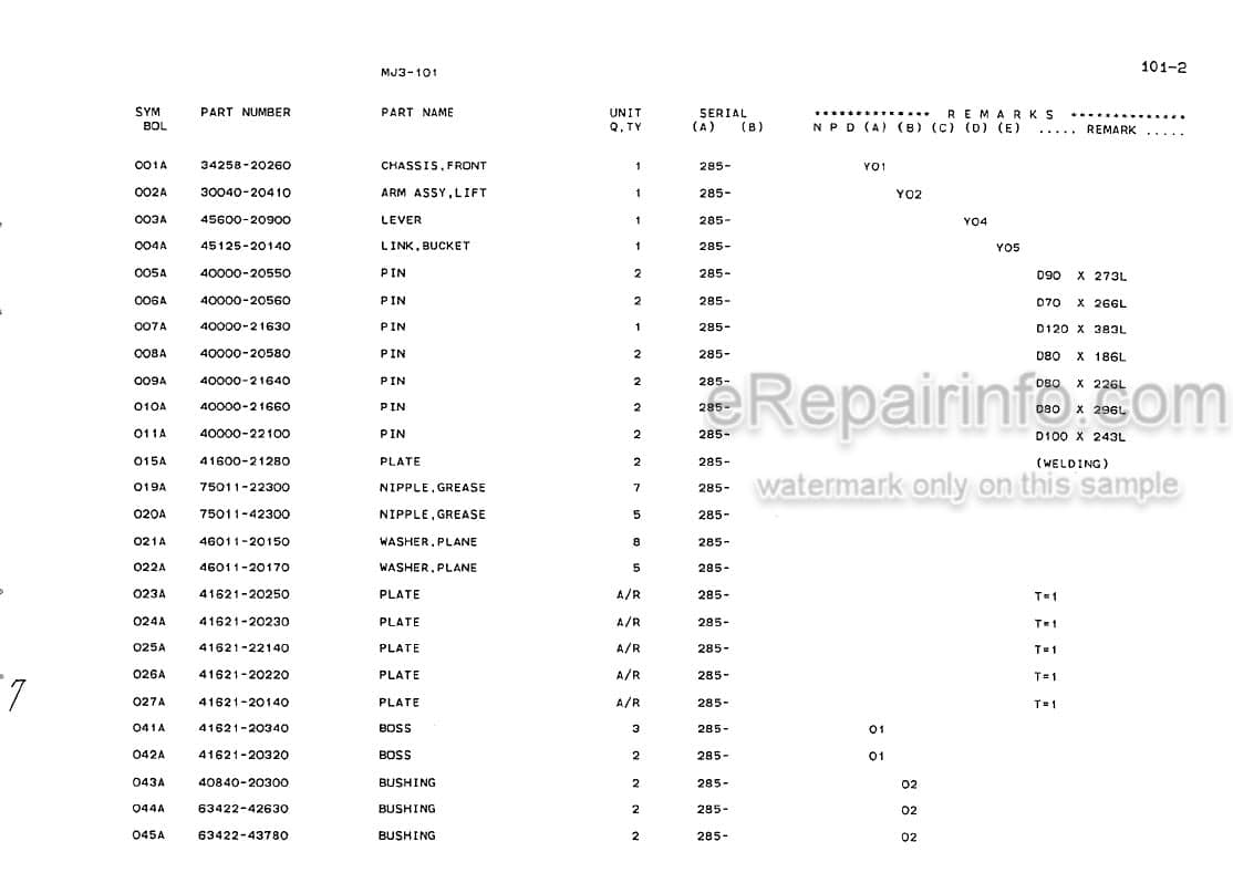 Photo 5 - Kawasaki 80ZIII Parts Catalog Wheel Loader AAAP18116-0