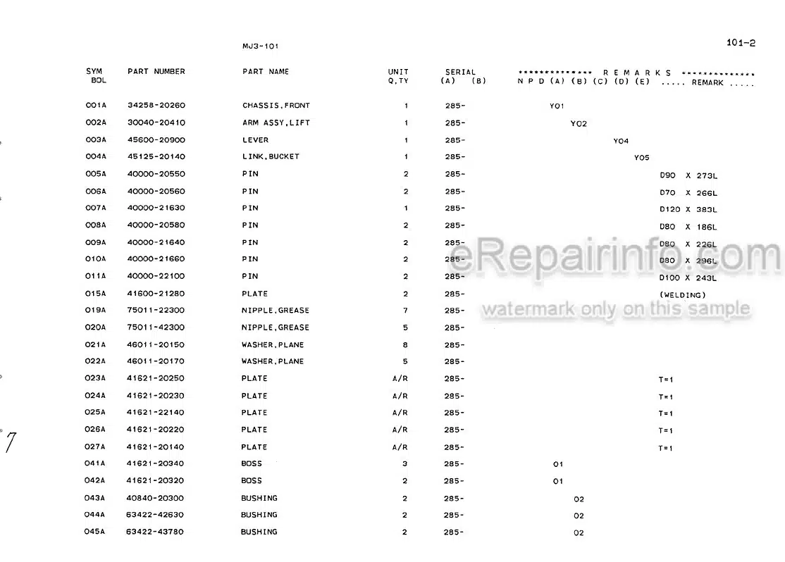 Photo 5 - Kawasaki 80ZIII Parts Catalog Wheel Loader AAAP18116-0
