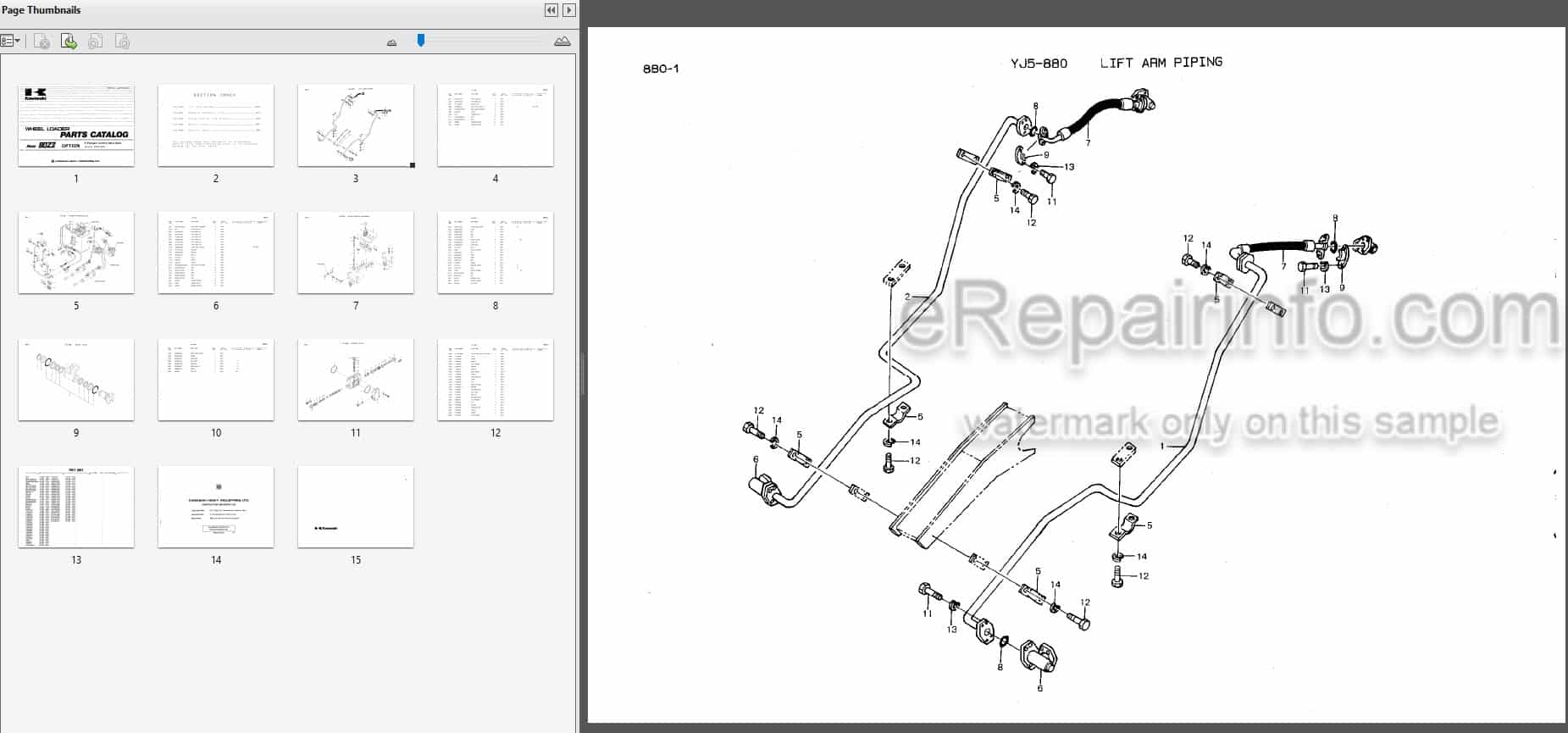Photo 3 - Kawasaki 80ZII Parts Catalog Wheel Loader 3-Plungers Control Valve Spec AAAP18020-0