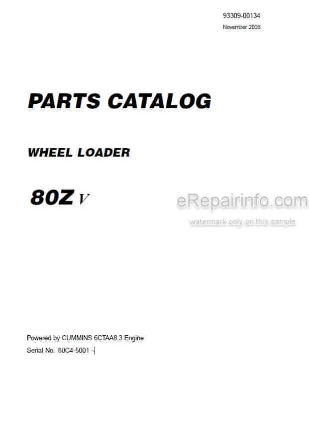 Photo 4 - Kawasaki 80ZV Parts Catalog Wheel Loader 93309-00134
