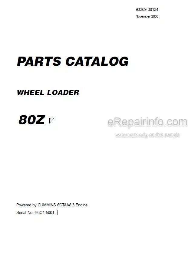 Photo 4 - Kawasaki 80ZV Parts Catalog Wheel Loader 93309-00134