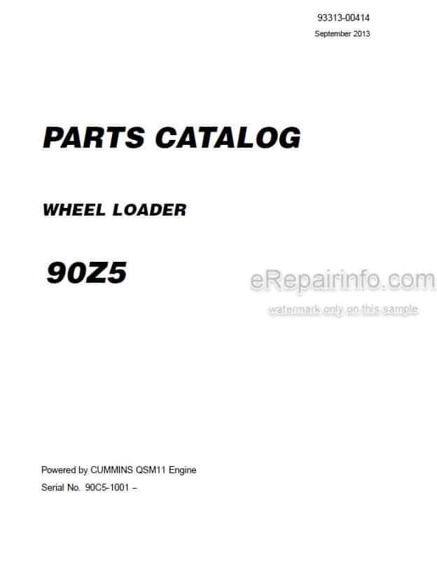 Photo 4 - Kawasaki 90Z5 Parts Catalog Wheel Loader 93313-00414
