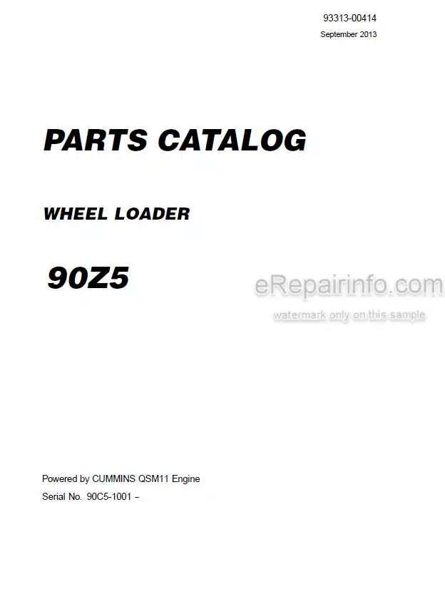 Photo 4 - Kawasaki 90Z5 Parts Catalog Wheel Loader 93313-00414