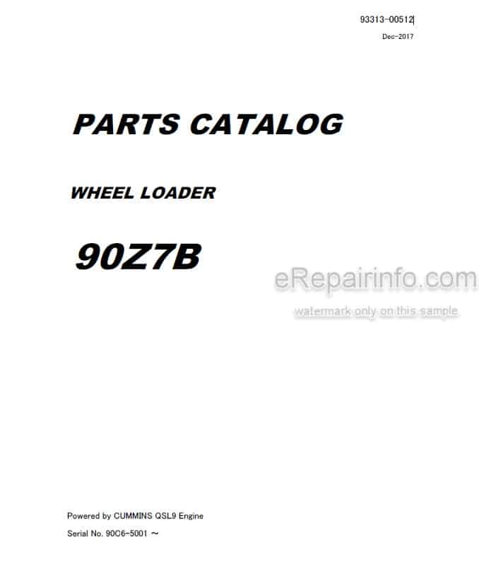 Photo 4 - Kawasaki 90Z7B Parts Catalog Wheel Loader 93313-00512