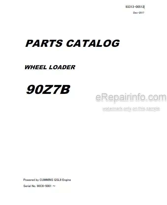 Photo 4 - Kawasaki 90Z7B Parts Catalog Wheel Loader 93313-00512