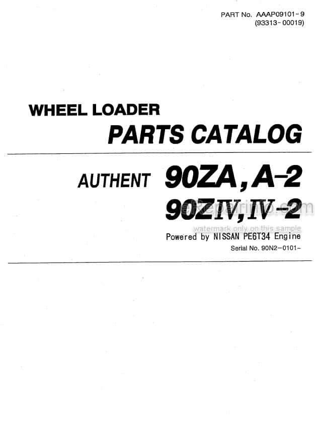 Photo 4 - Kawasaki 90ZA 90ZA-2 90ZIV 90ZIV-2 Parts Catalog Wheel Loader 93313-00019