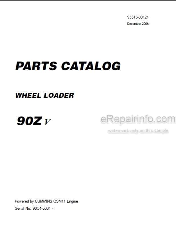 Photo 4 - Kawasaki 90ZV Parts Catalog Wheel Loader 93313-00124