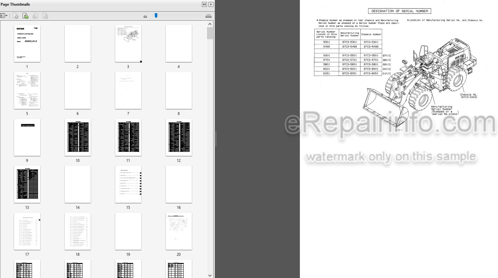 Photo 3 - Kawasaki 95ZIV 95ZIV-2 Parts Catalog Wheel Loader AAAP09816-6