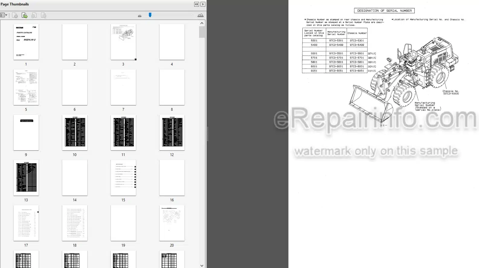 Photo 3 - Kawasaki 95ZIV 95ZIV-2 Parts Catalog Wheel Loader AAAP09816-6