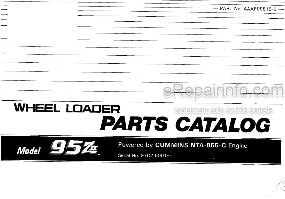 Photo 4 - Kawasaki 95ZIV Parts Catalog Wheel Loader AAAP09815-0