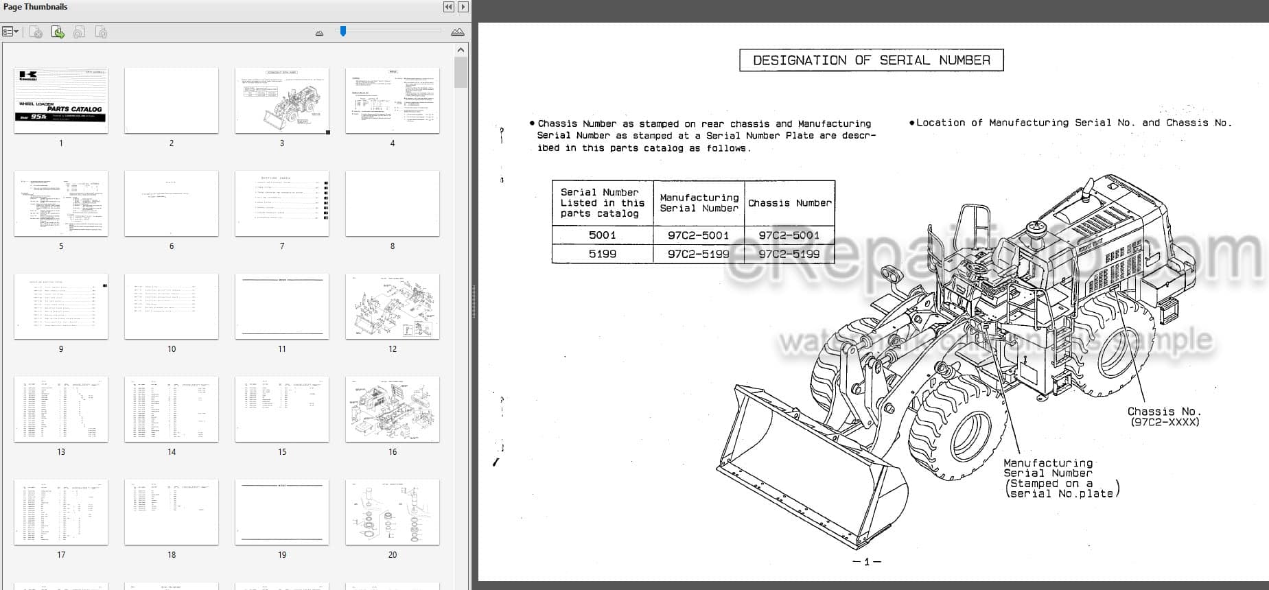 Photo 3 - Kawasaki 95ZIV Parts Catalog Wheel Loader AAAP09815-0