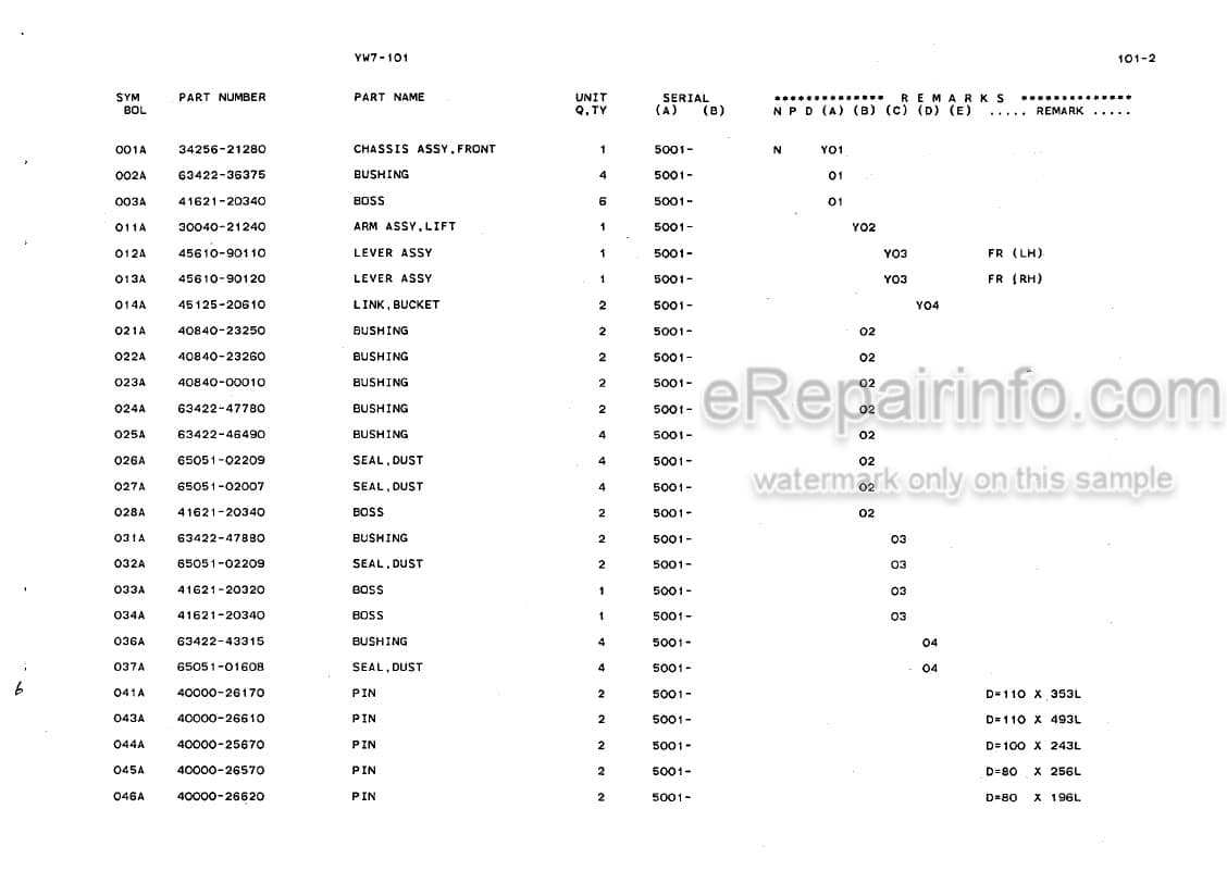 Photo 5 - Kawasaki 95ZIV Parts Catalog Wheel Loader AAAP09815-0