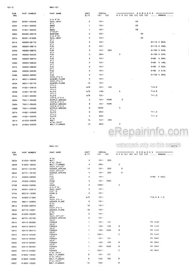 Photo 5 - Kawasaki 97ZA 97ZA-2 95ZIV 95ZIV-2 Parts Catalog Wheel Loader AAAP09801-5