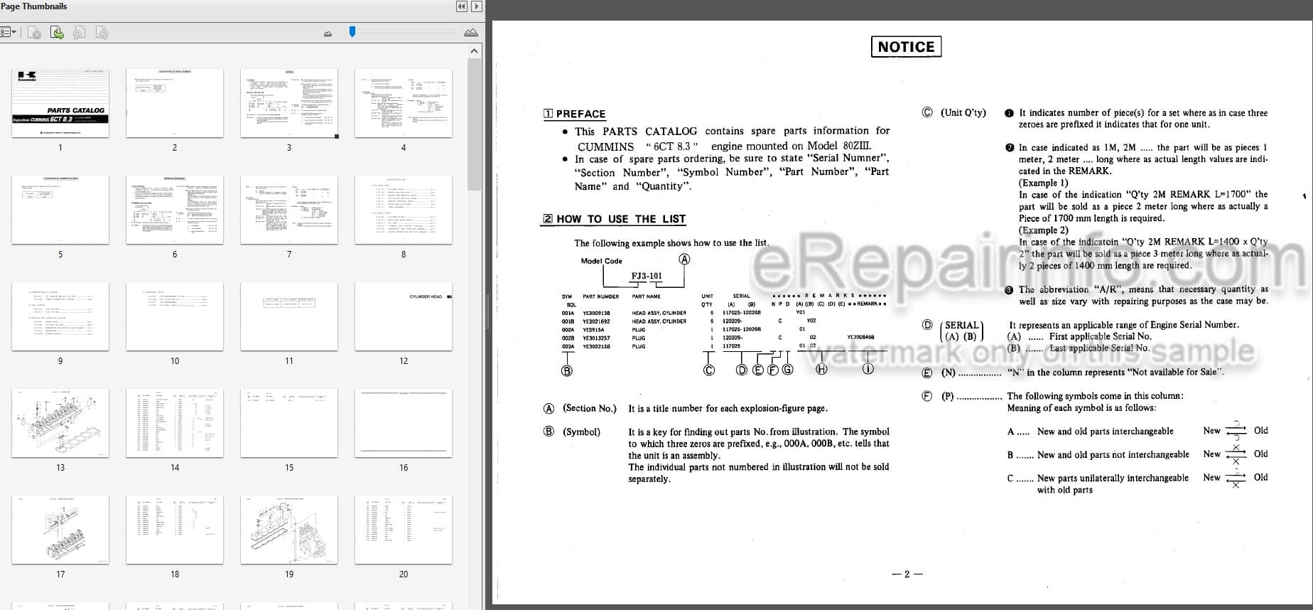 Photo 3 - Kawasaki Cummins 6CT8.3 Parts Catalog Engine AAAP18106-0