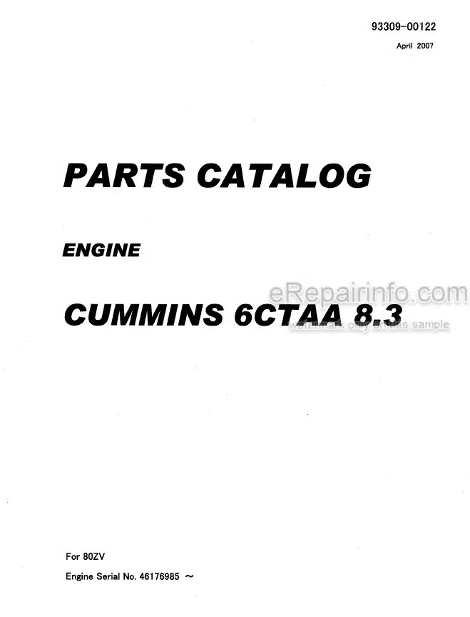 Photo 4 - Kawasaki Cummins 6CTAA8.3 Parts Catalog Engine 93309-00122