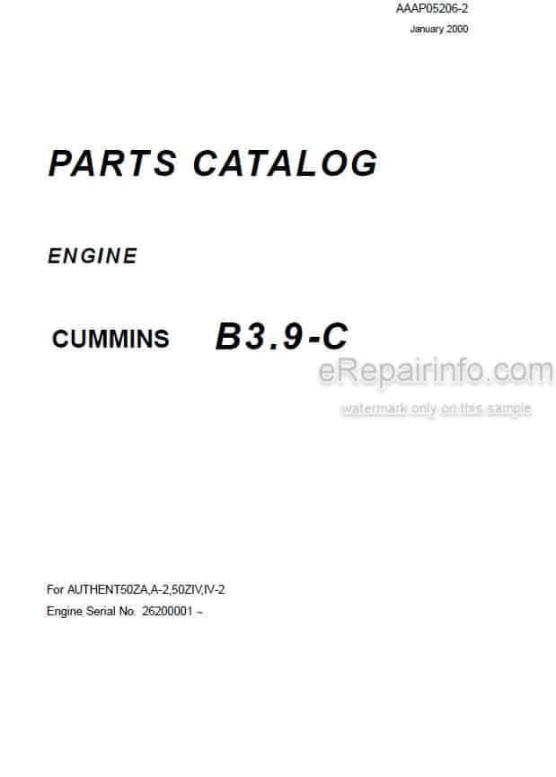 Photo 4 - Kawasaki Cummins B3.9-C Parts Catalog Engine AAAP05206-2