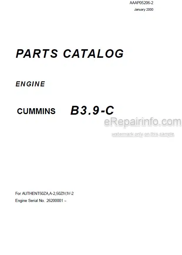 Photo 4 - Kawasaki Cummins B3.9-C Parts Catalog Engine AAAP05206-2
