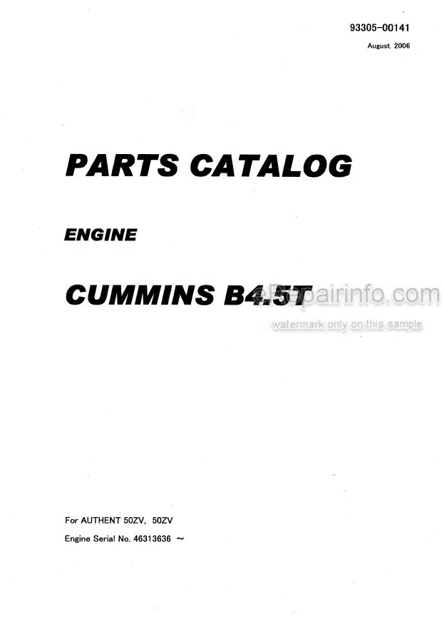 Photo 4 - Kawasaki Cummins B4.5T Parts Catalog Engine 93305-00141