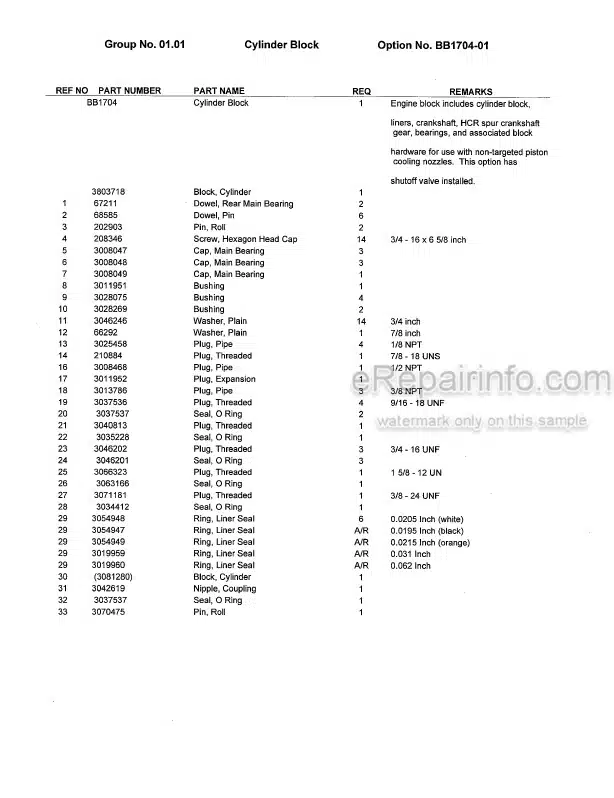 Photo 5 - Kawasaki Cummins N14-C Parts Catalog Engine 93315-00040