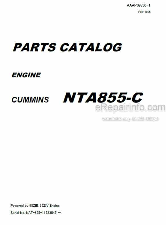 Photo 4 - Kawasaki Cummins NTA855-C Parts Catalog Engine AAAP09706-1