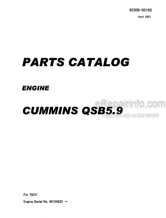 Photo 4 - Kawasaki Cummins QSB5.9 Parts Catalog Engine 93308-00162