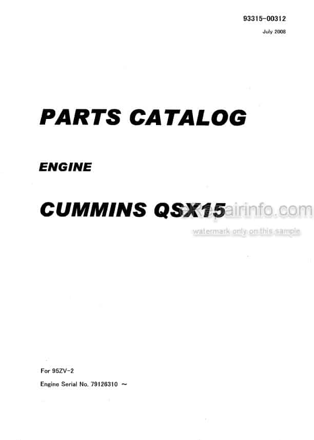 Photo 4 - Kawasaki Cummins QSX15 Parts Catalog Engine 93315-00312