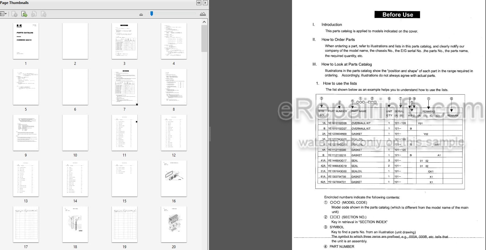 Photo 3 - Kawasaki Cummins QSX15 Parts Catalog Engine 93315-00312