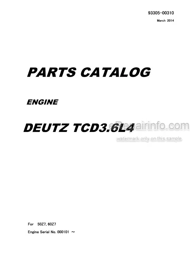 Photo 4 - Kawasaki Deutz TCD3.6L4 Parts Catalog Engine 93305-00310