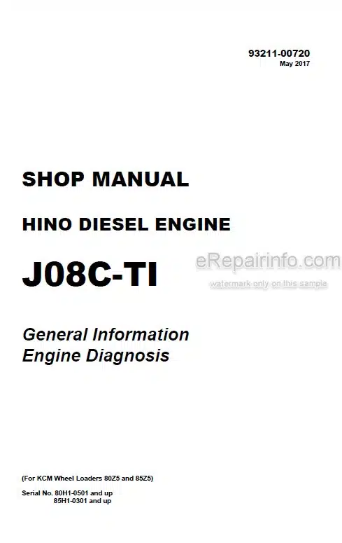 Photo 3 - Kawasaki Hino J08C-TI Shop Manual Engine 93211-00720