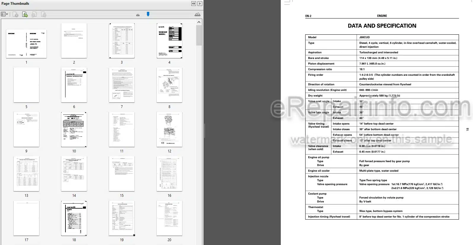 Photo 4 - Kawasaki Hino J08C-TI Shop Manual Engine 93211-00720
