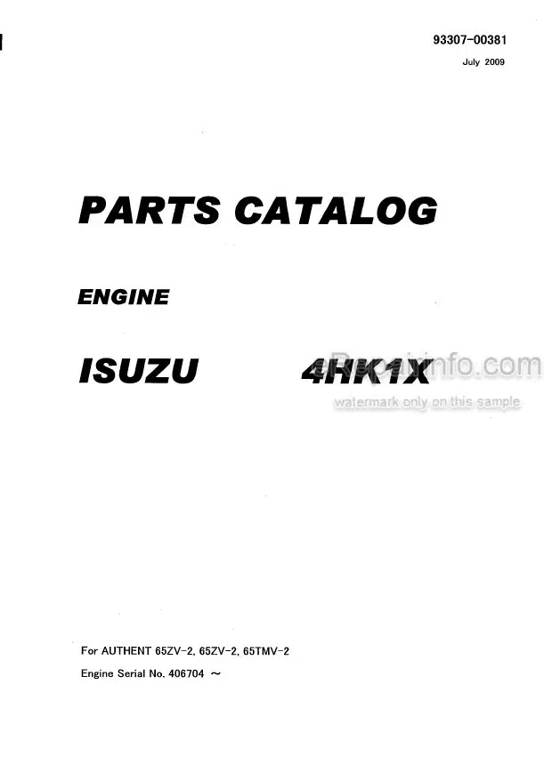 Photo 4 - Kawasaki Isuzu 4HK1X Parts Catalog Engine 93307-00381