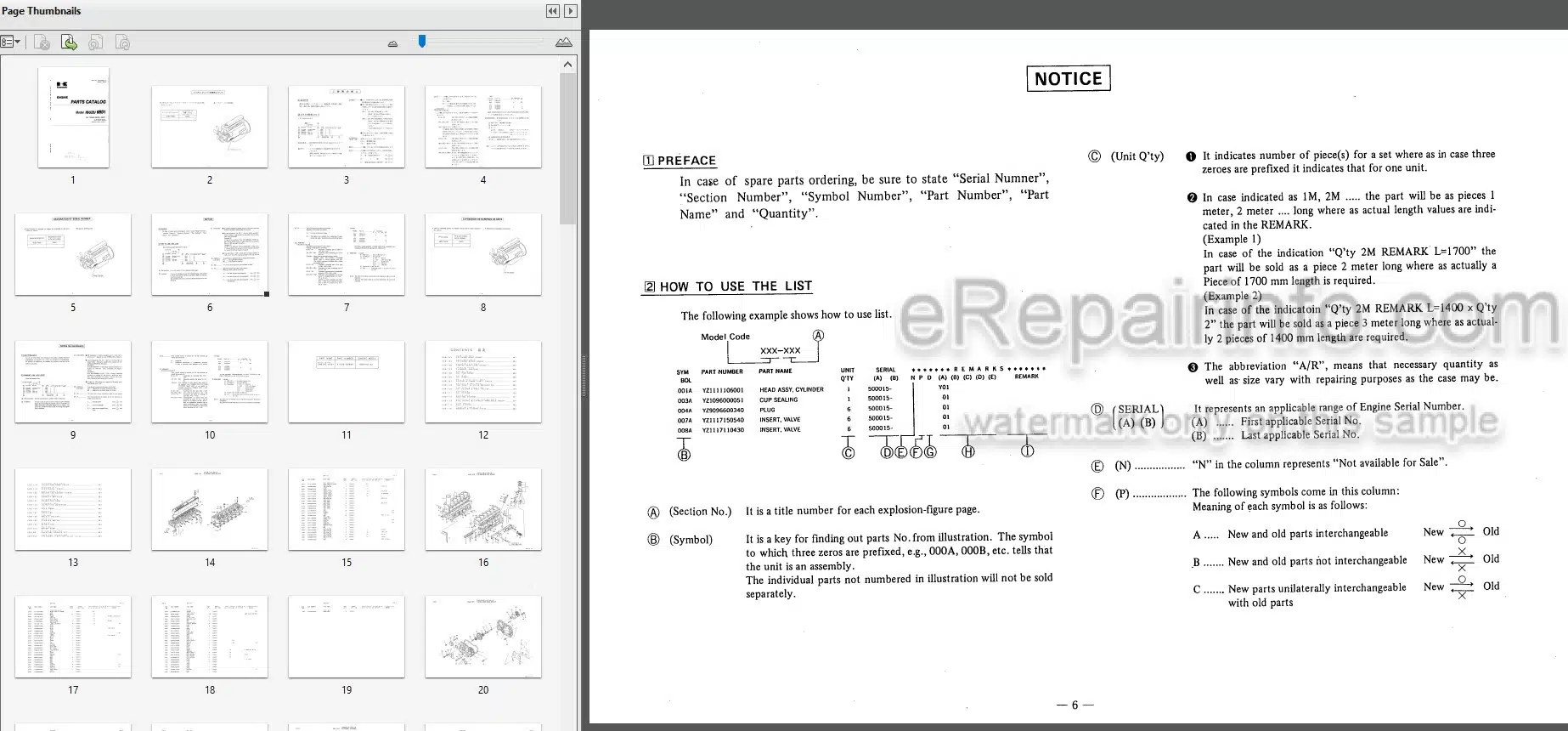 Photo 3 - Kawasaki Isuzu 6BD1 Parts Catalog Engine AAAP06205-2