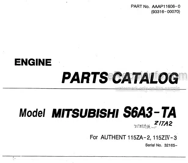 Photo 3 - Kawasaki Mitsubishi S6A3-TA Parts Catalog Engine 93316-00070