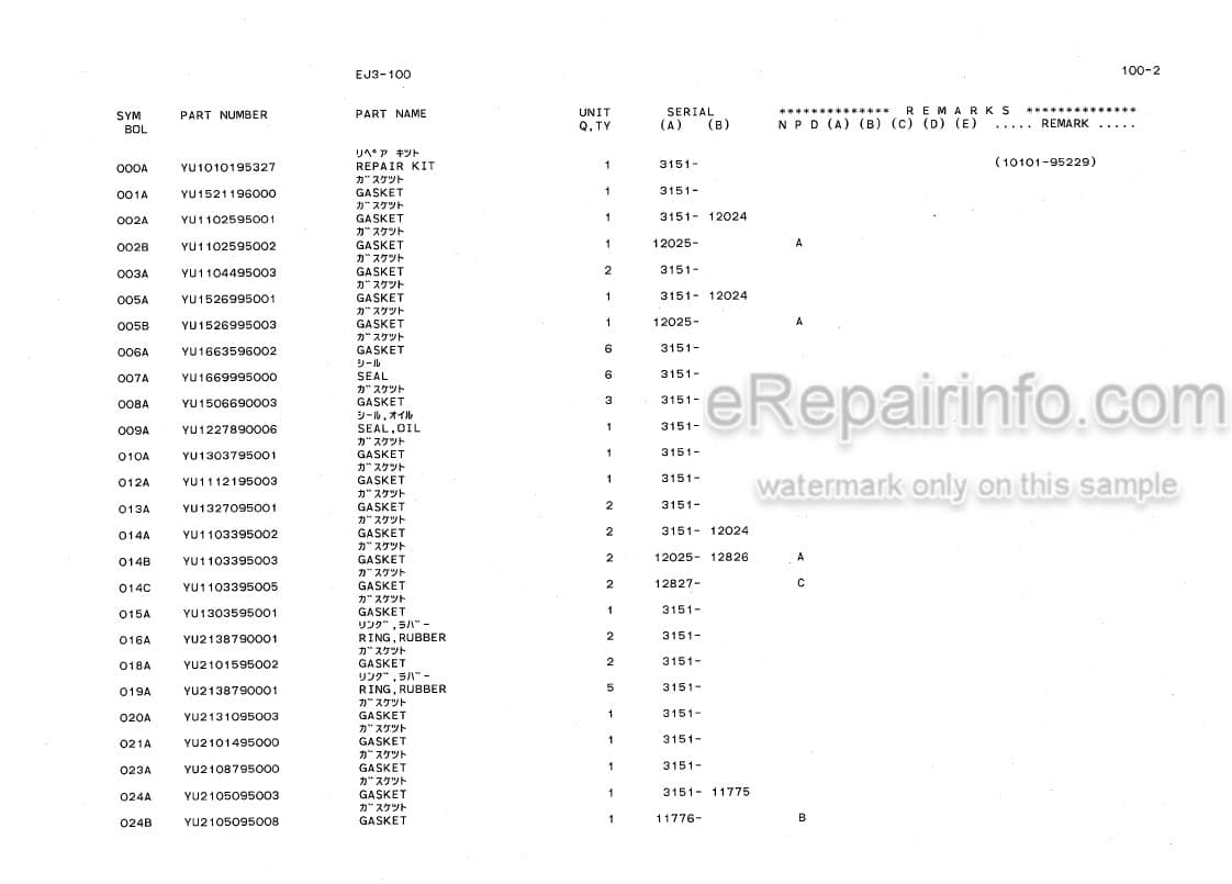 Photo 5 - Kawasaki Nissan NE6T04 NE6T14 Parts Catalog Engine AAAP18105-3