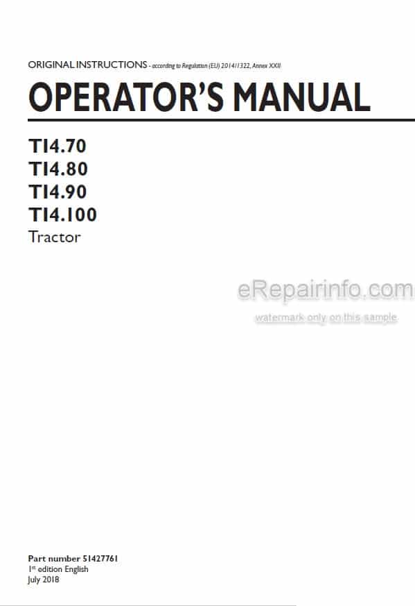 Photo 4 - New Holland T14.70 T14.80 T14.90 T14.100 Operators Manual Tractor 51427761
