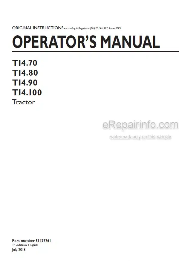 Photo 4 - New Holland T14.70 T14.80 T14.90 T14.100 Operators Manual Tractor 51427761