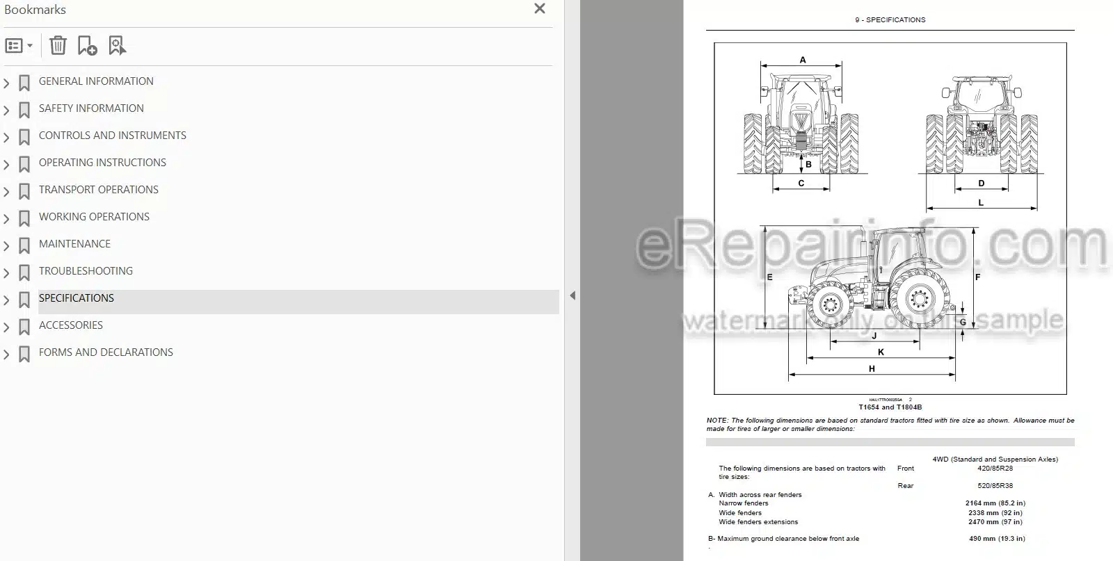 Photo 3 - New Holland T1404 T1554 T1654 T1804B Operators Manual Tractor 48097000