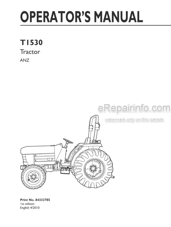 Photo 4 - New Holland T1530 ANZ Operators Manual Tractor 84333785