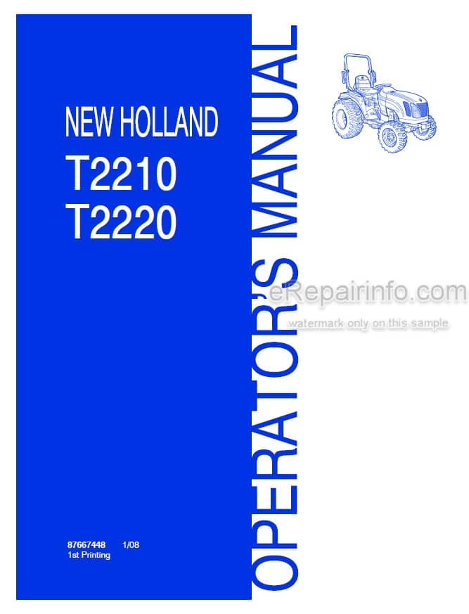 Photo 4 - New Holland T2210 T2220 Operators Manual Tractor 87667448